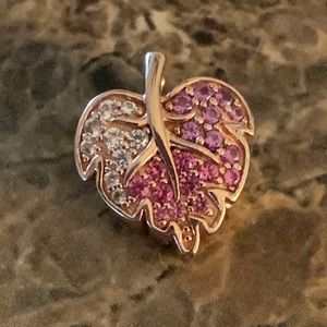 Authentic RETIRED Pandora Rose Sparkling Pave Leaf Charm 14k Rose Gold Plated